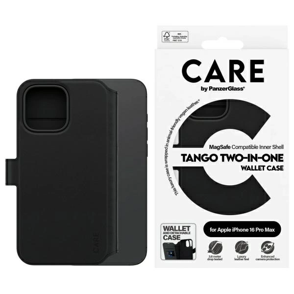 CARE by PanzerGlass Feature Tango 2in1 Wallet MagSafe Case for iPhone 16 Pro Max - Blackeng