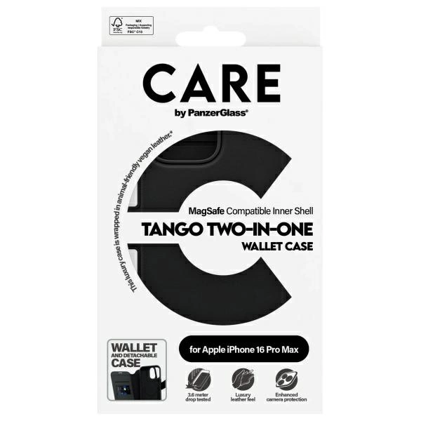 CARE by PanzerGlass Feature Tango 2in1 Wallet MagSafe Case for iPhone 16 Pro Max - Blackeng
