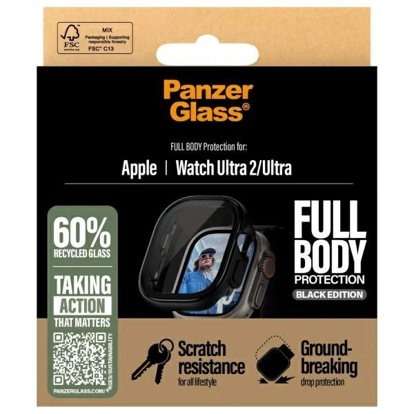 181860_4 PanzerGlass Snappie Full Body Tempered Glass for Apple Watch Ultra 2 - Blackeng