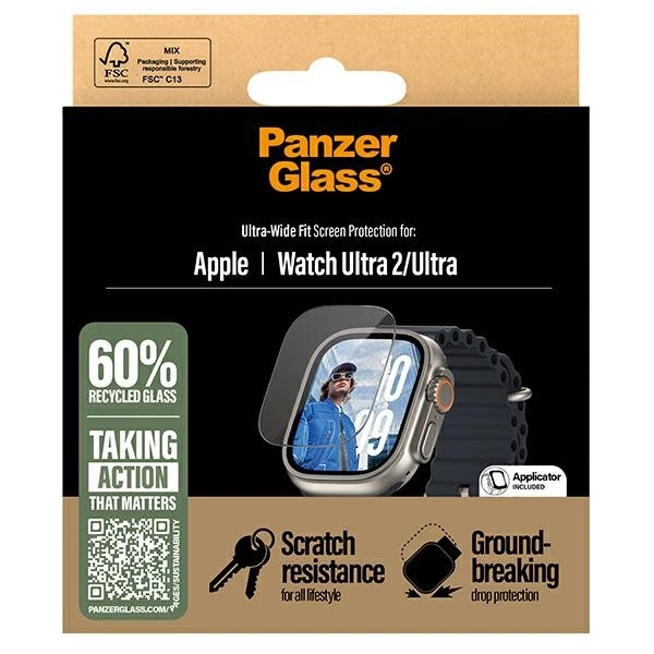 181861_4 PanzerGlass Ultra-Wide Fit Ultra Screen Protection Tempered Glass for Apple Watch Ultra 2 - Cleareng