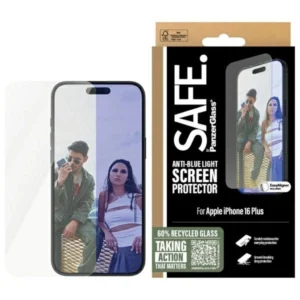 SAFE by PanzerGlass Screen Protection Anti-blue Light tempered glass for iPhone 16 Plus / 15 Plus - transparenteng