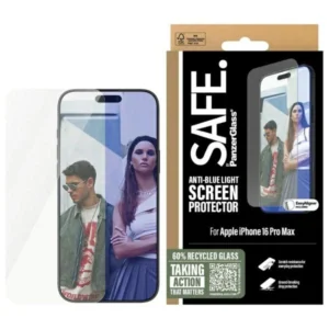 SAFE by PanzerGlass Screen Protection Anti-blue Light Tempered Glass for iPhone 16 Pro Max - Cleareng