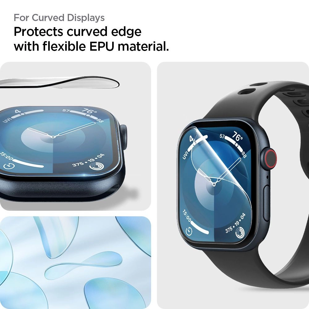 Spigen Elite Shield ”EZ FIT” Hybrid Glass 2-PACK for Apple Watch 10 (46MM) - Cleareng