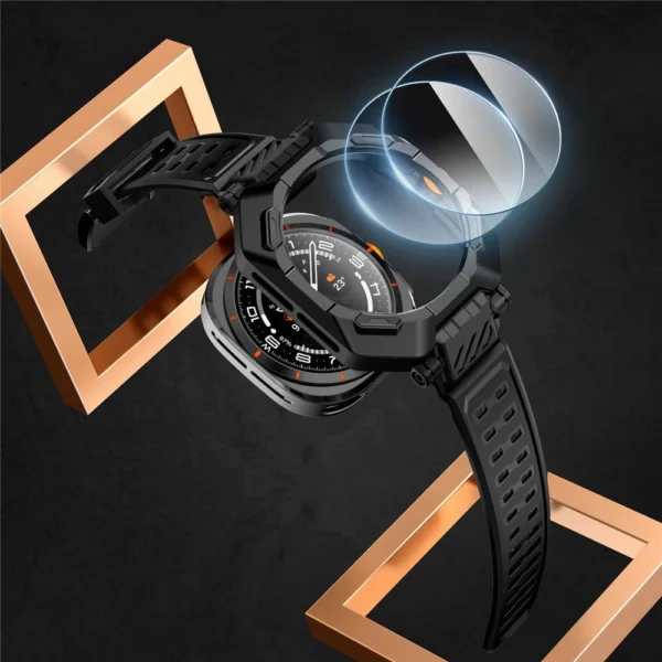 Supcase Unicorn Beetle Pro & Tempered Glass 2-PACK Case for Samsung Galaxy Watch Ultra (47MM) - Blackeng