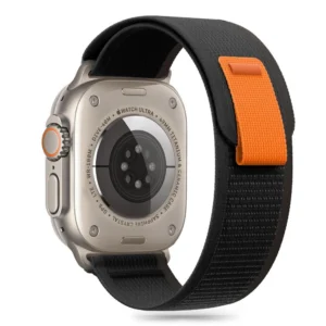 Tech-Protect Nylon Stripe for Apple Watch 6/7/8/9/10/SE/Ultra 1/2 (44/45/46/49 MM) - Black & Orangeeng