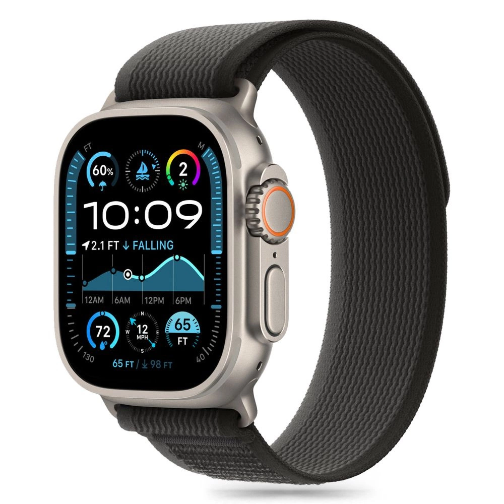 Tech-Protect Nylon Stripe for Apple Watch 6/7/8/9/10/SE/Ultra 1/2 (44/45/46/49 MM) - Black & Orangeeng