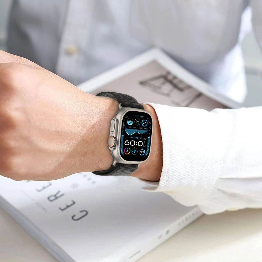 Tech-Protect Nylon Stripe Strap for Apple Watch 6 / 7 / 8 / 9 / 10 / SE / Ultra 1 / 2 (44 / 45 / 46 / 49 MM) - Grayeng