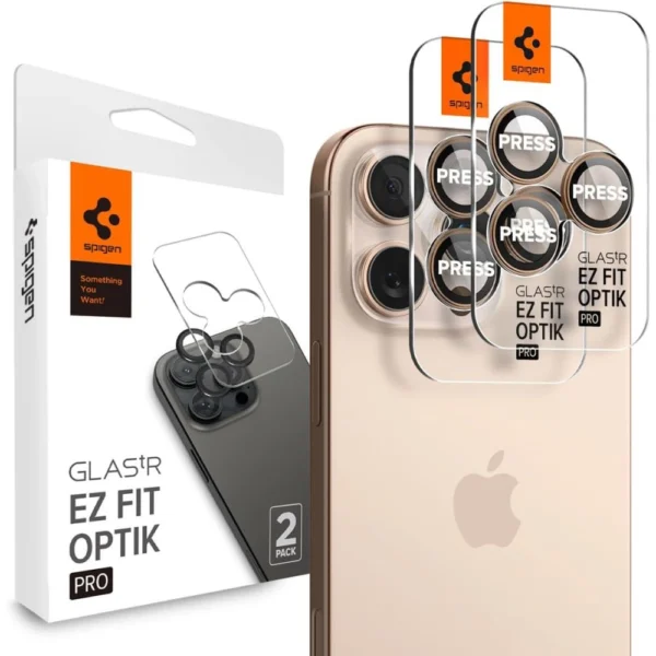 Spigen Optik Pro GLAS.TR ”EZ FIT” Camera Protector 2-PACK for iPhone 16 Pro / Pro Max - Browneng