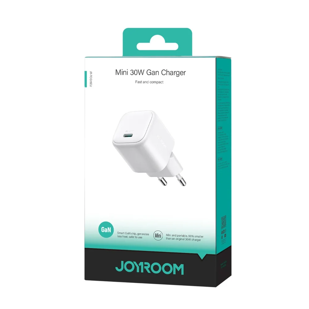 Joyroom JR-TCG15 Mini 30W GaN USB-C Wall Charger - Whiteeng