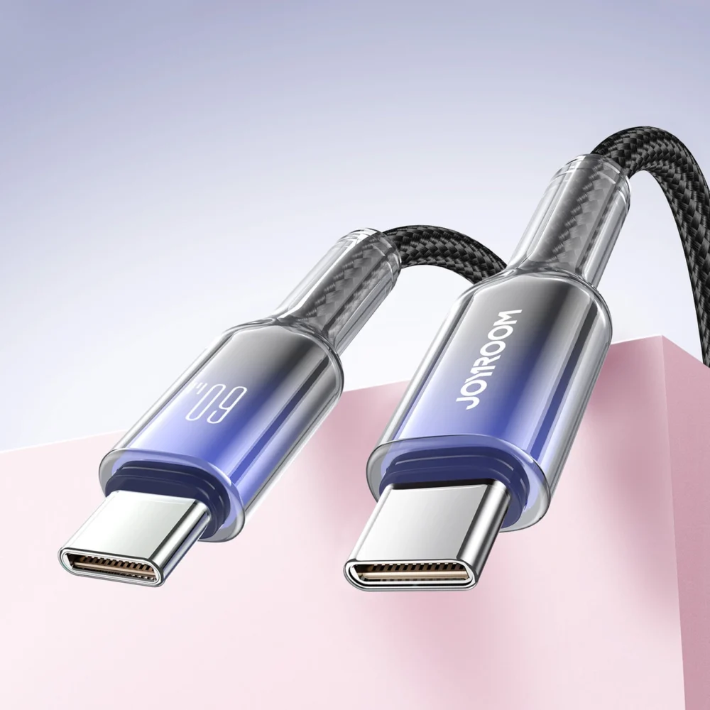 Joyroom S-A42 Crystal-Clear Series 60W USB-C - USB-C cable 1.2m - blackeng