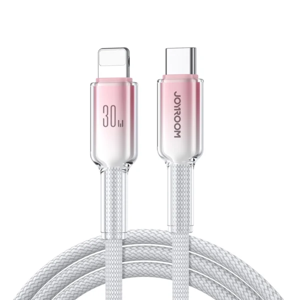 Joyroom S-A42 Crystal-Clear Series 30W USB-C - Lightning cable 1.2m - whiteeng