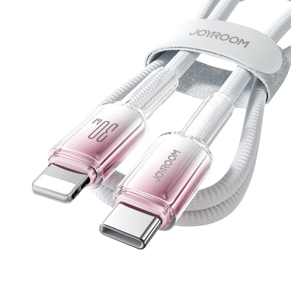 Joyroom S-A42 Crystal-Clear Series 30W USB-C - Lightning cable 1.2m - whiteeng
