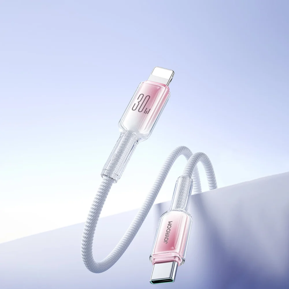 Joyroom S-A42 Crystal-Clear Series 30W USB-C - Lightning cable 1.2m - whiteeng