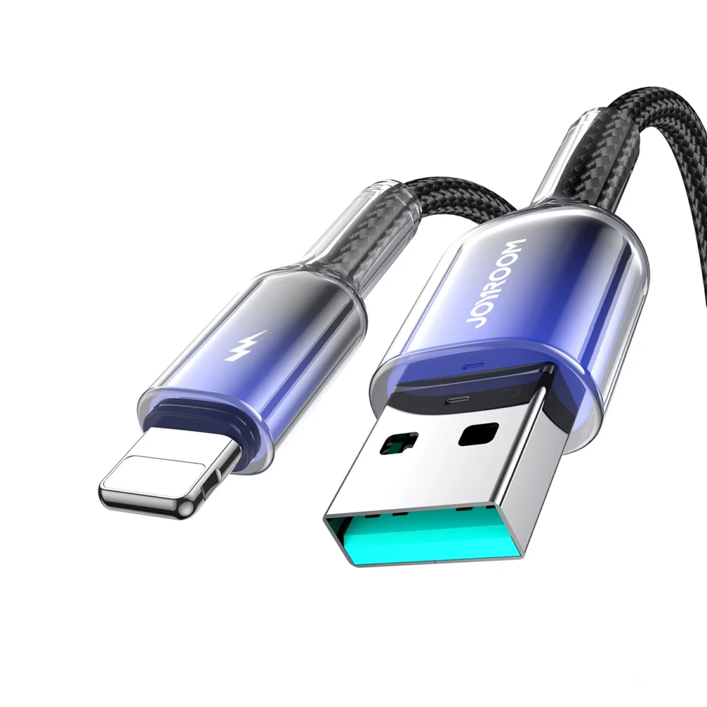 Joyroom S-A42 Crystal-Clear Series 3A USB-A - Lightning cable 1.2m - blackeng