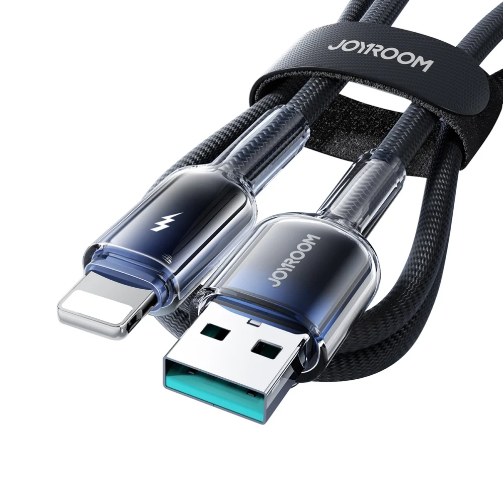 Joyroom S-A42 Crystal-Clear Series 3A USB-A - Lightning cable 1.2m - blackeng