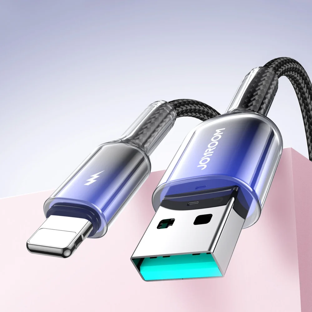 Joyroom S-A42 Crystal-Clear Series 3A USB-A - Lightning cable 1.2m - blackeng
