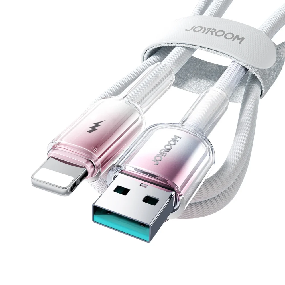 Joyroom S-A42 Crystal-Clear Series 3A USB-A - Lightning cable 1.2m - whiteeng
