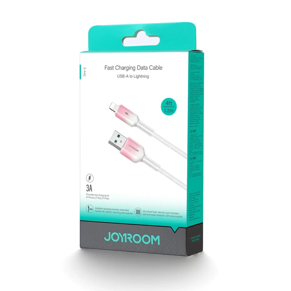 Joyroom S-A42 Crystal-Clear Series 3A USB-A - Lightning cable 1.2m - whiteeng