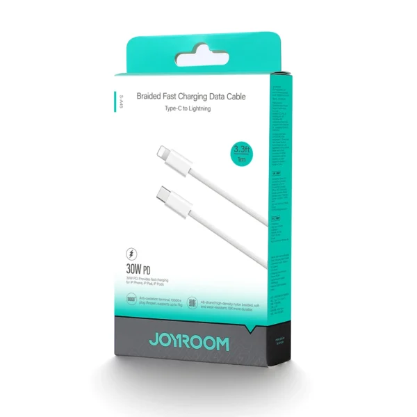 Joyroom S-A45 Ben Series 30W Cable (USB-C - Lightning) Braided 1m - Whiteeng