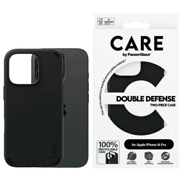 182049_1 CARE by PanzerGlass Feature Double Defense Case for iPhone 16 Pro - Blackeng