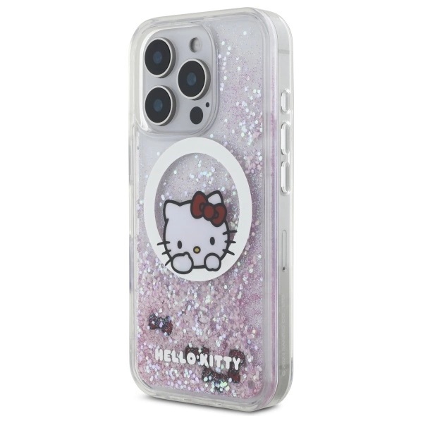 Hello Kitty Liquid Glitter Sweet Kitty Bows MagSafe iPhone 16 Pro Case - Whiteeng