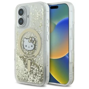 Hello Kitty Liquid Glitter Fever MagSafe iPhone 16 Case - Goldeng