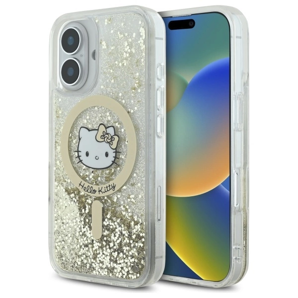 Hello Kitty Liquid Glitter Fever MagSafe iPhone 16 Case - Goldeng