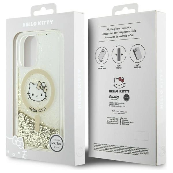 Hello Kitty Liquid Glitter Fever MagSafe iPhone 16 Case - Goldeng