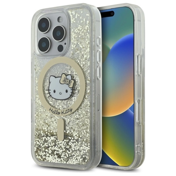 Hello Kitty Liquid Glitter Fever MagSafe Case for iPhone 16 Pro Max - Goldeng