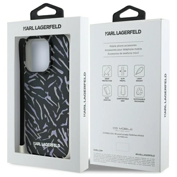 Karl Lagerfeld Zebra With Cord iPhone 16 Pro Case - Purpleeng