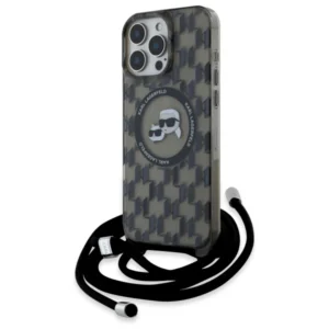 Karl Lagerfeld IML Crossbody Monogram Karl & Choupette Head MagSafe Case for iPhone 16 Pro - Blackeng