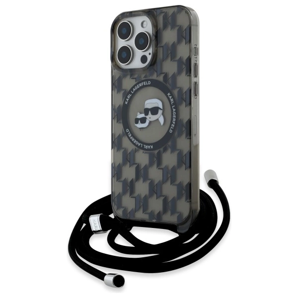 Karl Lagerfeld IML Crossbody Monogram Karl & Choupette Head MagSafe Case for iPhone 16 Pro - Blackeng