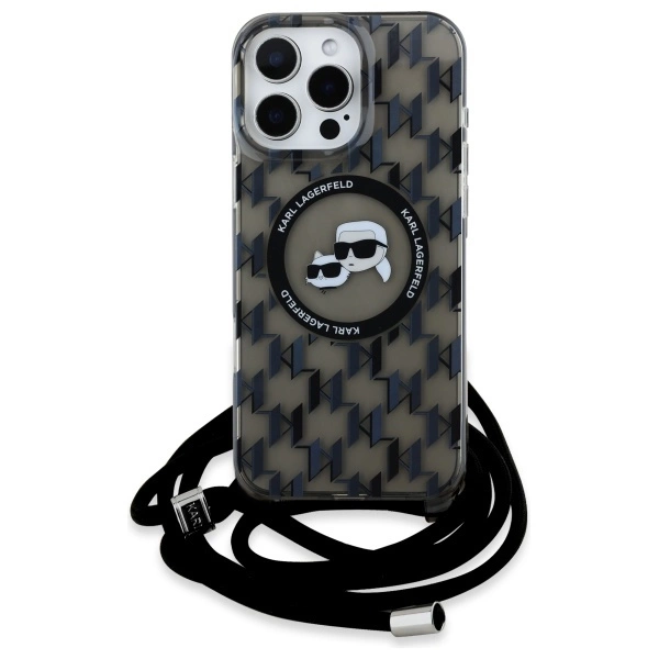 Karl Lagerfeld IML Crossbody Monogram Karl & Choupette Head MagSafe Case for iPhone 16 Pro - Blackeng