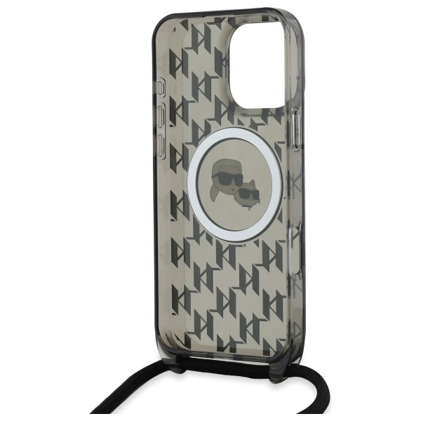 Karl Lagerfeld IML Crossbody Monogram Karl & Choupette Head MagSafe Case for iPhone 16 Pro - Blackeng