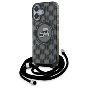 Karl Lagerfeld IML Crossbody Monogram Karl & Choupette Head MagSafe iPhone 16 Case - Blackeng