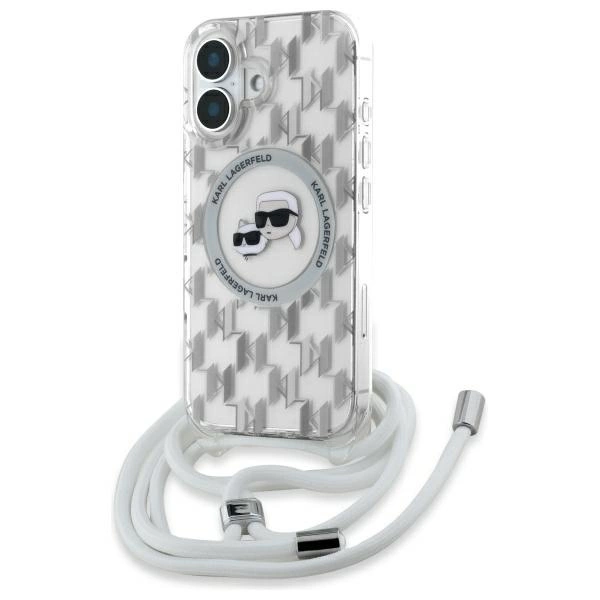 Karl Lagerfeld IML Crossbody Monogram Karl & Choupette Head MagSafe iPhone 16 Case - Cleareng