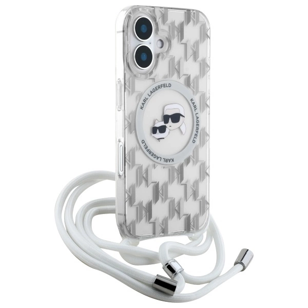 Karl Lagerfeld IML Crossbody Monogram Karl & Choupette Head MagSafe iPhone 16 Case - Cleareng