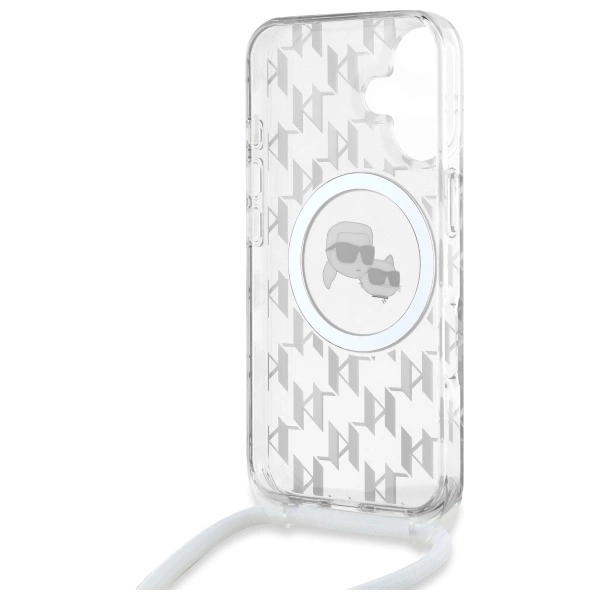 Karl Lagerfeld IML Crossbody Monogram Karl & Choupette Head MagSafe iPhone 16 Case - Cleareng