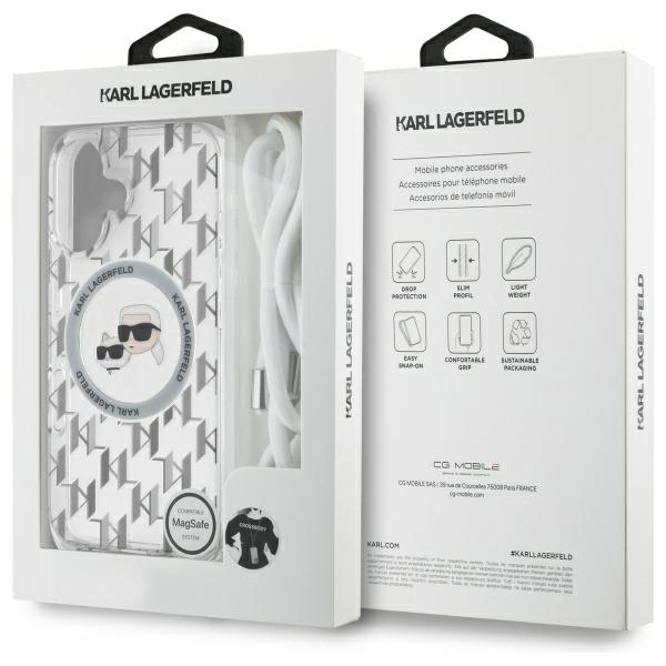 Karl Lagerfeld IML Crossbody Monogram Karl & Choupette Head MagSafe iPhone 16 Case - Cleareng