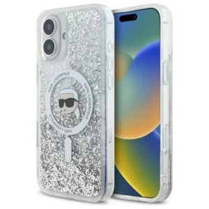 Karl Lagerfeld Liquid Glitter Karl Head Magsafe iPhone 16 Case - Cleareng