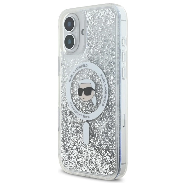 Karl Lagerfeld Liquid Glitter Karl Head Magsafe iPhone 16 Case - Cleareng