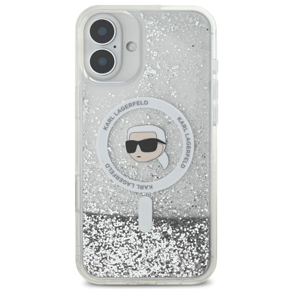 Karl Lagerfeld Liquid Glitter Karl Head Magsafe iPhone 16 Case - Cleareng