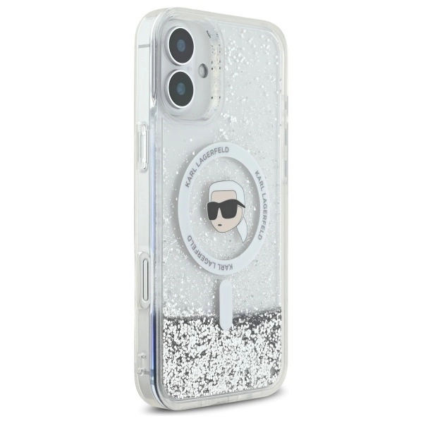 Karl Lagerfeld Liquid Glitter Karl Head Magsafe iPhone 16 Case - Cleareng