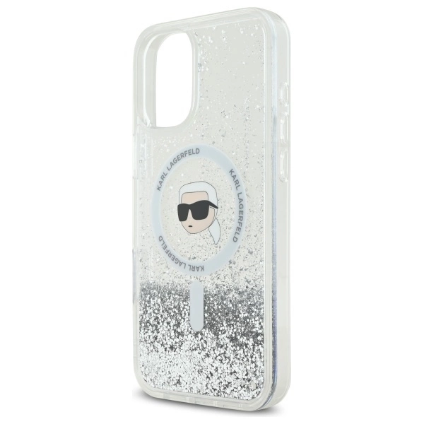 Karl Lagerfeld Liquid Glitter Karl Head Magsafe iPhone 16 Case - Cleareng