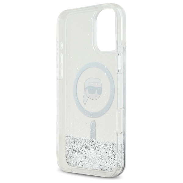 Karl Lagerfeld Liquid Glitter Karl Head Magsafe iPhone 16 Case - Cleareng