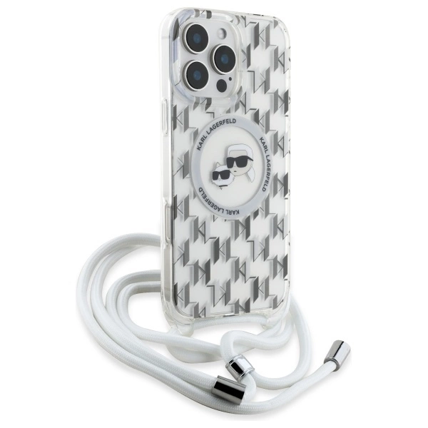 Karl Lagerfeld IML Crossbody Monogram Karl & Choupette Head MagSafe Case for iPhone 16 Pro Max - Cleareng