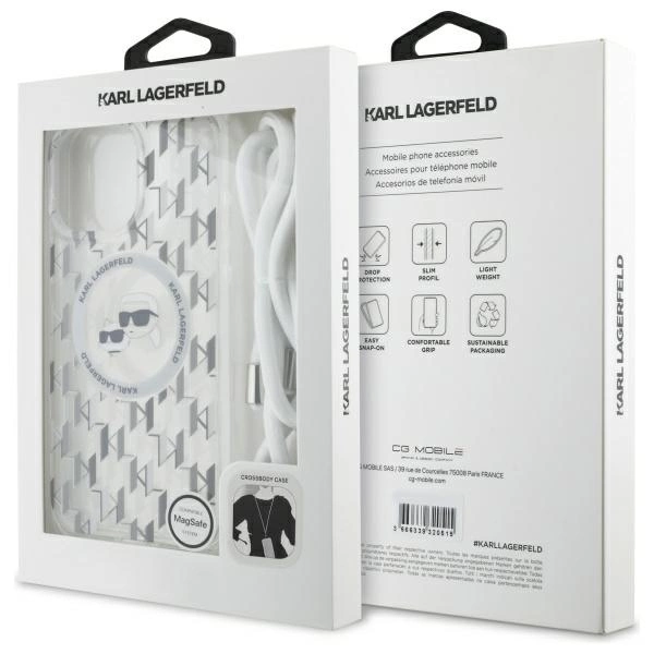 Karl Lagerfeld IML Crossbody Monogram Karl & Choupette Head MagSafe Case for iPhone 16 Pro Max - Cleareng