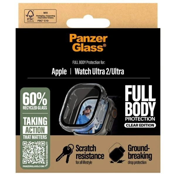 182077_4 PanzerGlass Snappie Full Body Tempered Glass for Apple Watch Ultra 2 - Cleareng