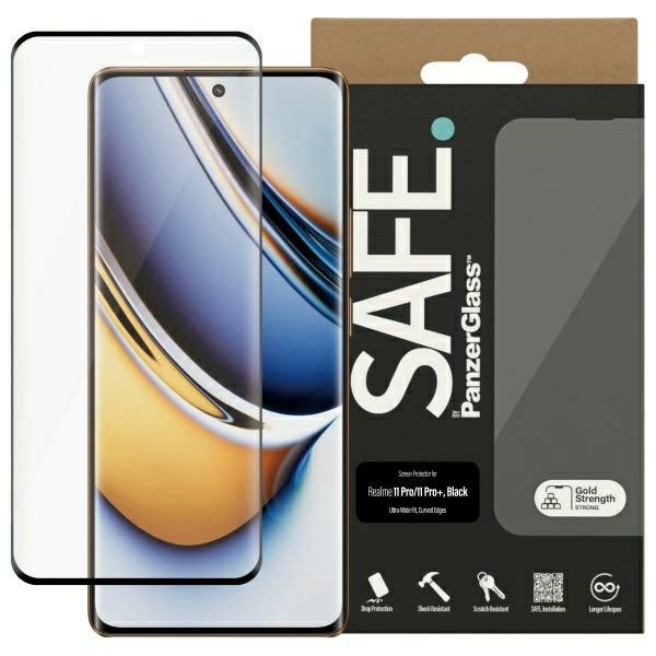 SAFE by PanzerGlass Screen Protection Ultra-Wide Fit Tempered Glass for Realme 11 Pro / 11 Pro+ - Blackeng