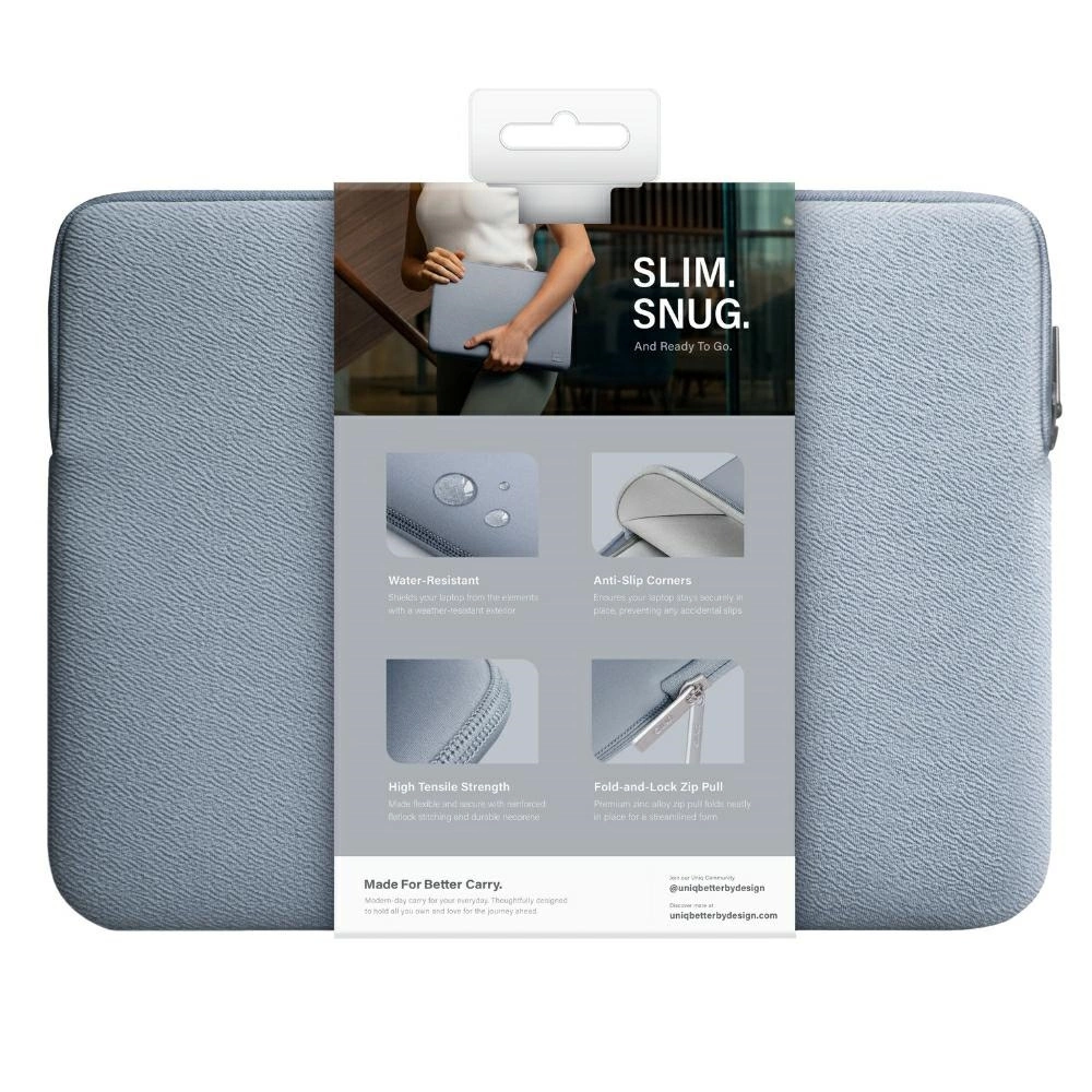 Uniq neoprene laptop sleeve 14" Cyprus Water-Resistant case - blueeng